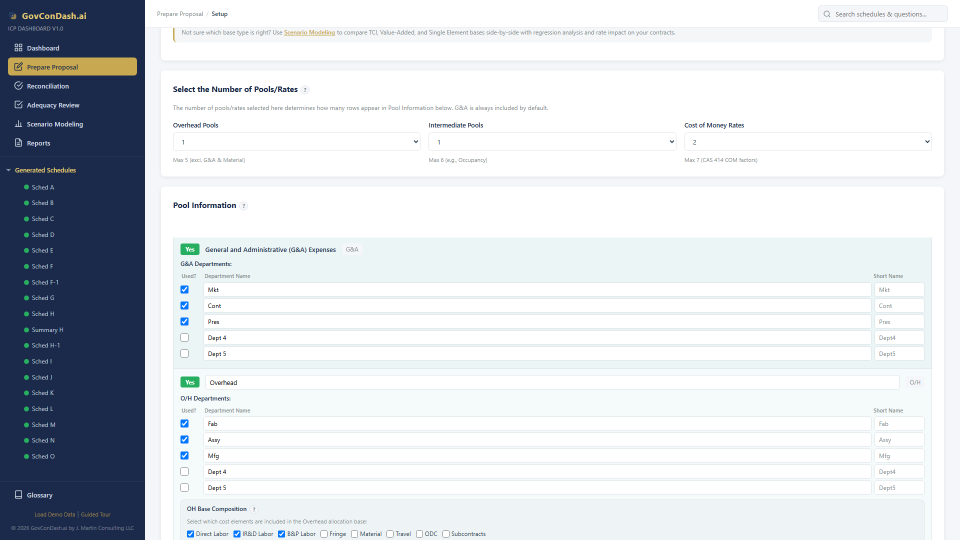 Setup fringe configuration