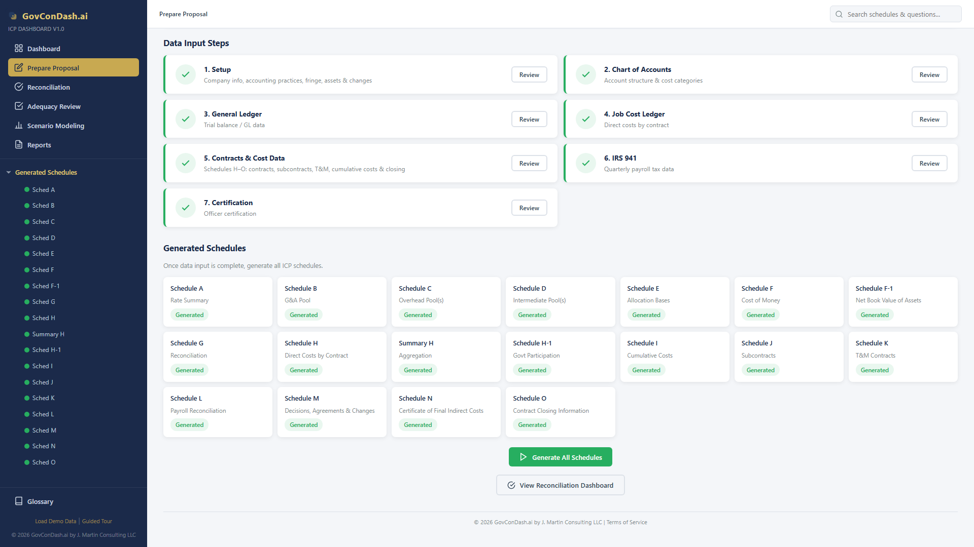 Generated schedules grid